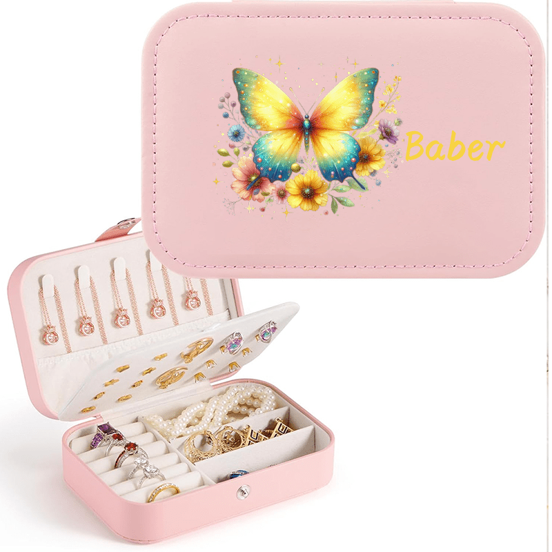 Personalized Sparkle Glitter Butterfly Jewelry Storage Box