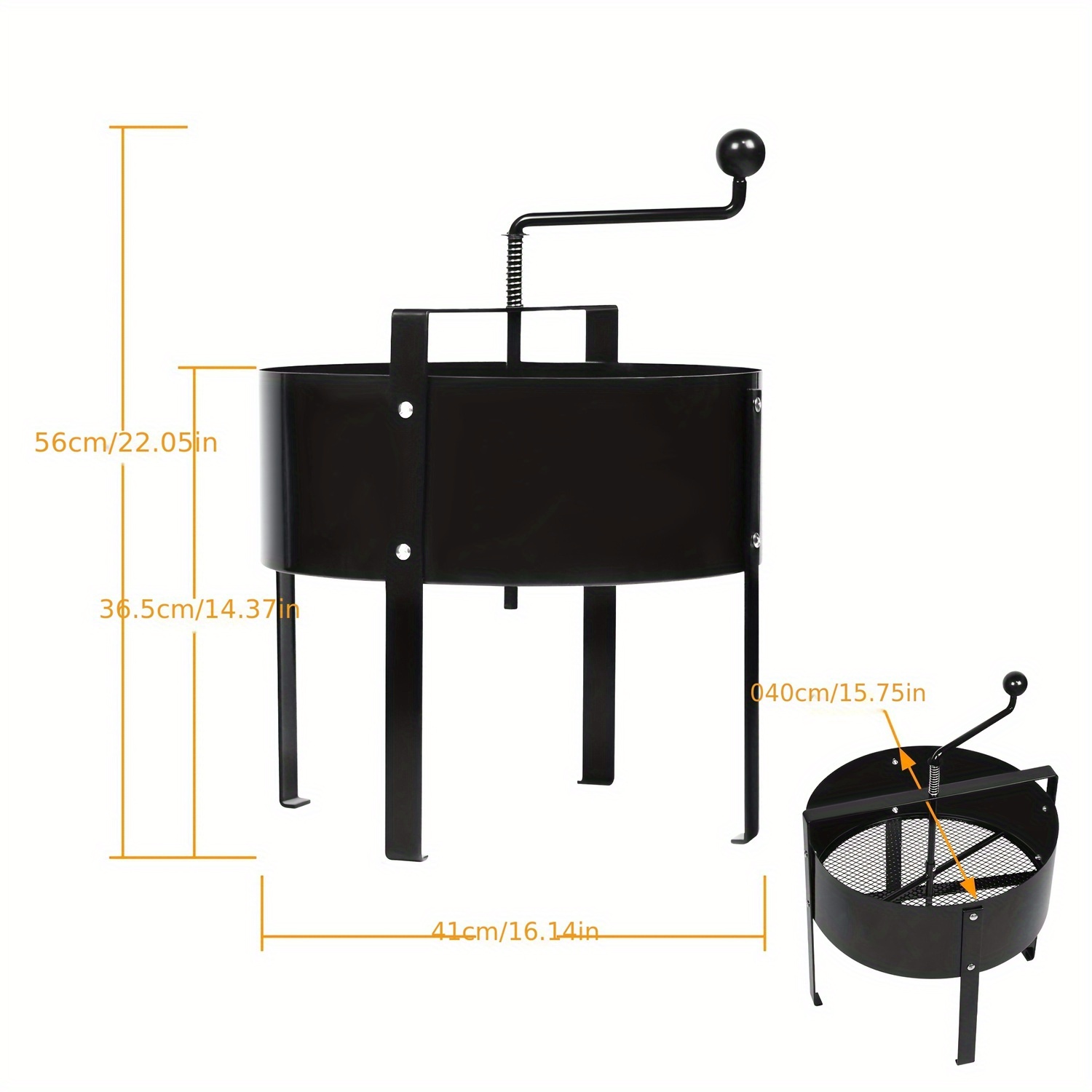 Image of Manual Garden Soil Sieve, 40cm Steel Compost Sifter With Rotating Spindle, Efficient Soil And Sand Screen For Gardening, Landscaping, And Yard Care
