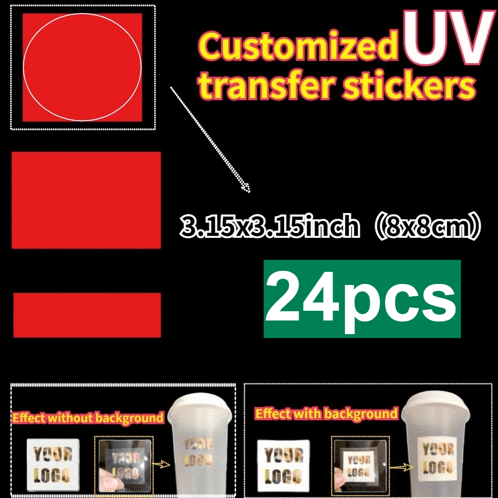 24-48 Po izdelane UV DTF nalepke za prenos, primerne za kovino/steklo/avtomobile/skodelice, personaliziran logotip/slika/besedilo 3D UV