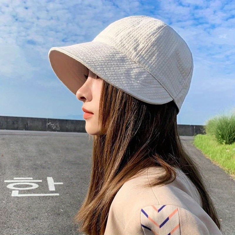 womens fashionable waffle bucket hat adjustable drawstring wide brim sunshade breathable polyester hand washable hat adjustable headgear polyester hat details 1