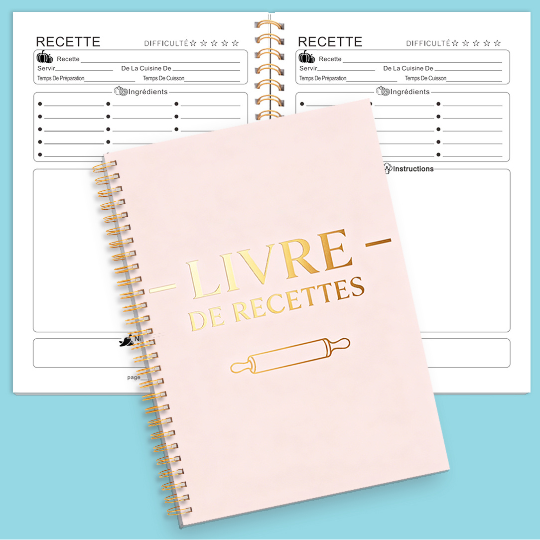 TEMU 1 cahier d'écriture Composition , Rouleau à pâtisserie rose doré Illustration , Convient pour les recettes de pâtisserie, les débutants en
