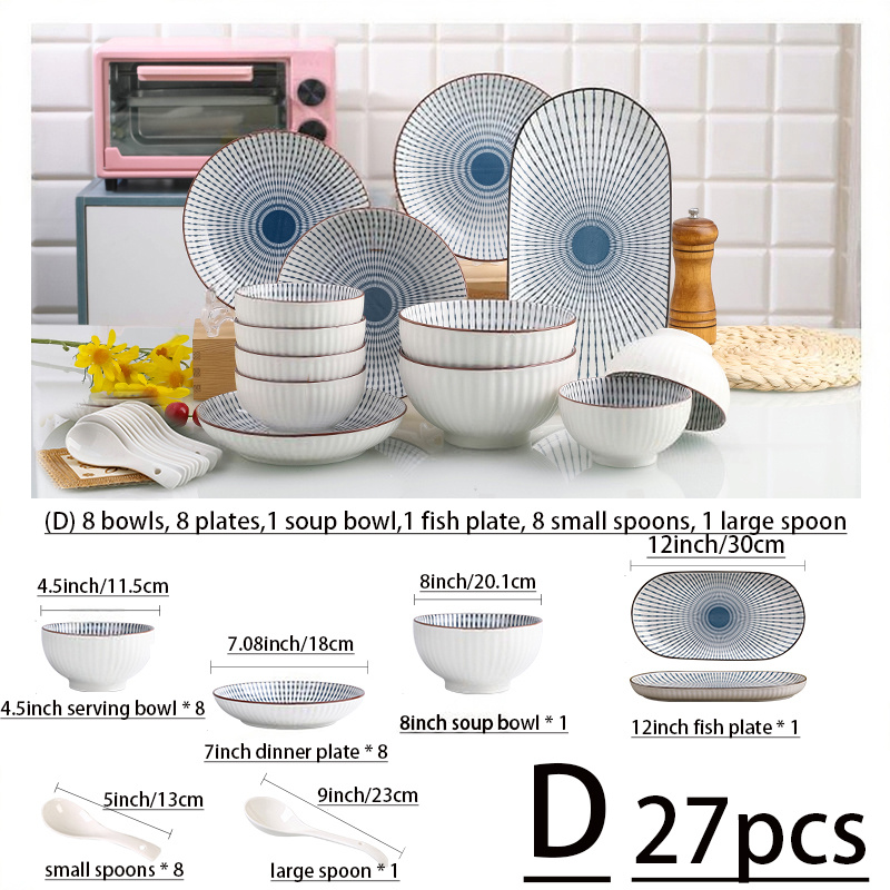 27 delars japanskt inspirerat keramiskt servisset 4.5 skålar - Temu Sweden