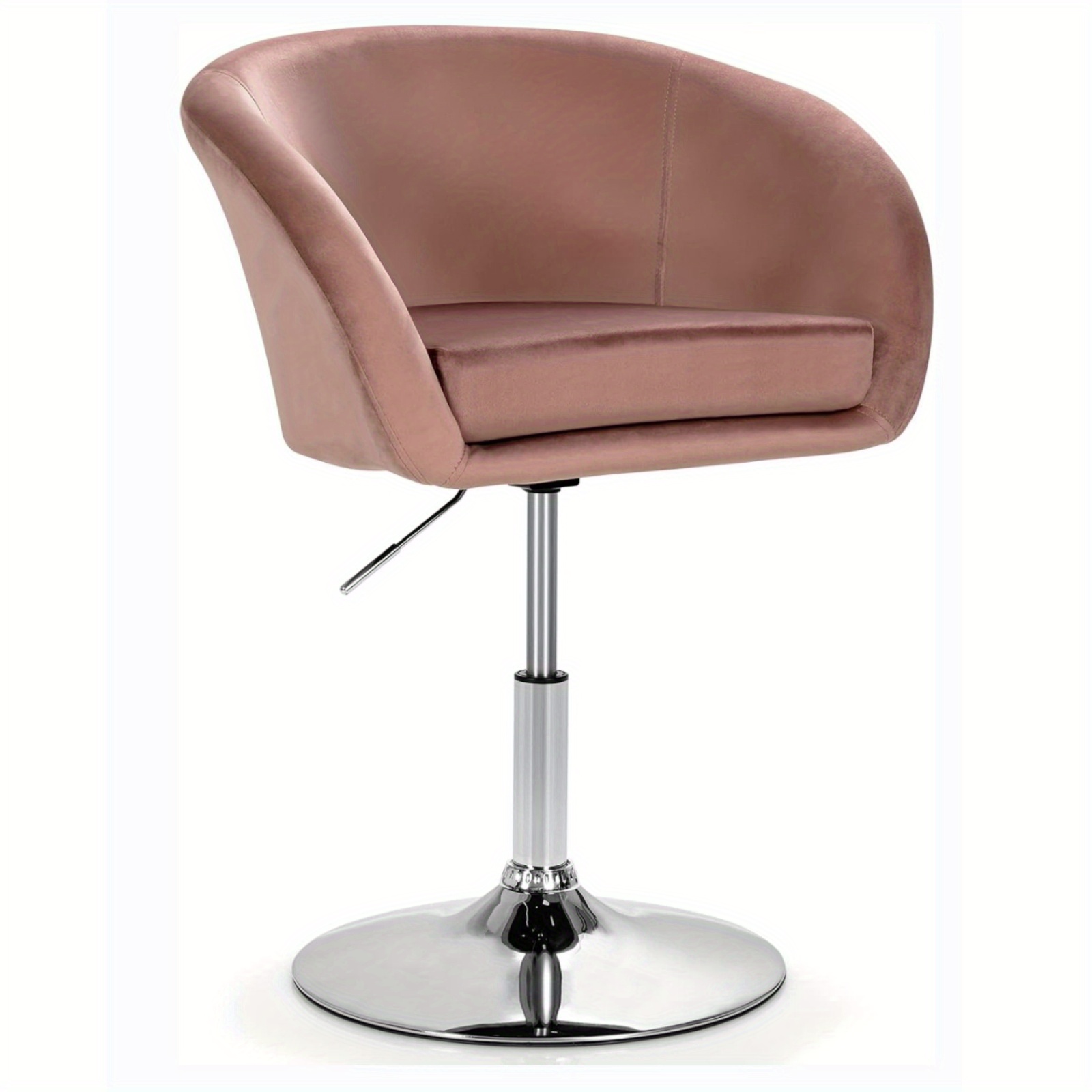 Image of Stylish Velvet Swivel Bar Stool, Modern Vanity Chair W/ Adjustable Height, 360° Rotating, Metal Base
