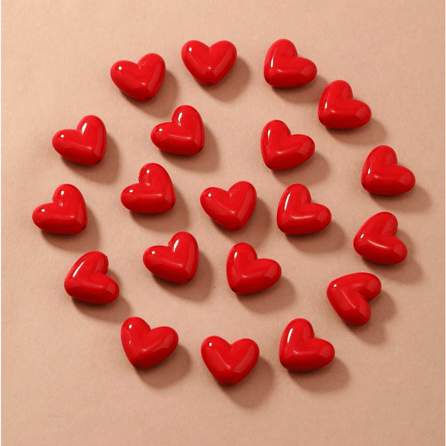 

20/100pcs 3d Acrylic Red Heart Shaped Beads For Decoration, Making - Necklace, Earrings, Bracelets, Keychains, Phone Charms Craft Supplies