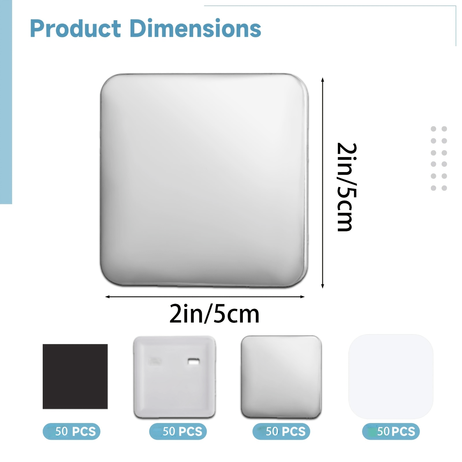 TEMU 50 Sets Of Square Button Components, Suitable For Refrigerator Magnetic Button Making Materials For Square Badge Making Machines, Size 50mm/