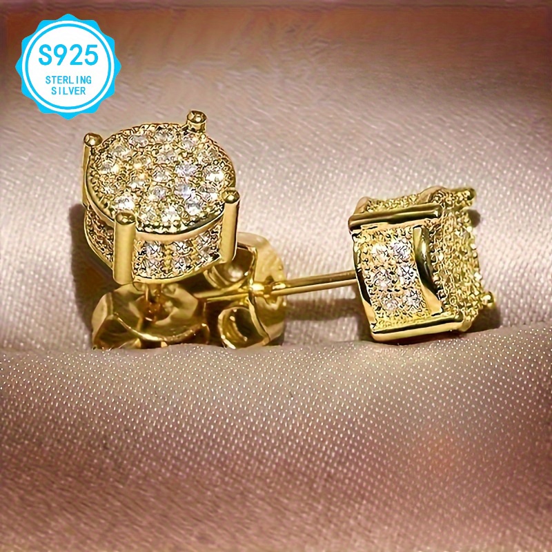   2pcs elegant simple 925 silver earrings hypoallergenic nickel free with square moissanite suitable for women party and daily decoration 925 silver earrings   of shiny moissanite earrings Product details 3