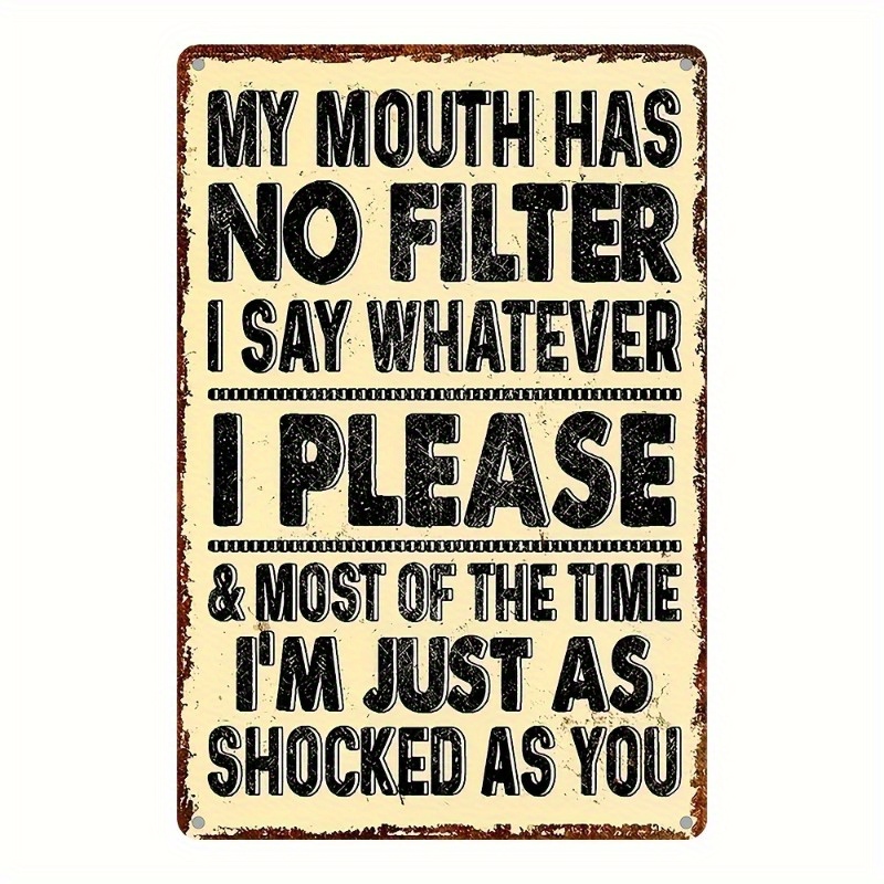 TEMU 2D Plat - 2D Vlak een Vintage Houten Bord "Ik Spreek Zonder Beperking" | 5.85 X 7.8 Inches | Humor Muurkunst | Binnen/Buiten Decor | Vintage
