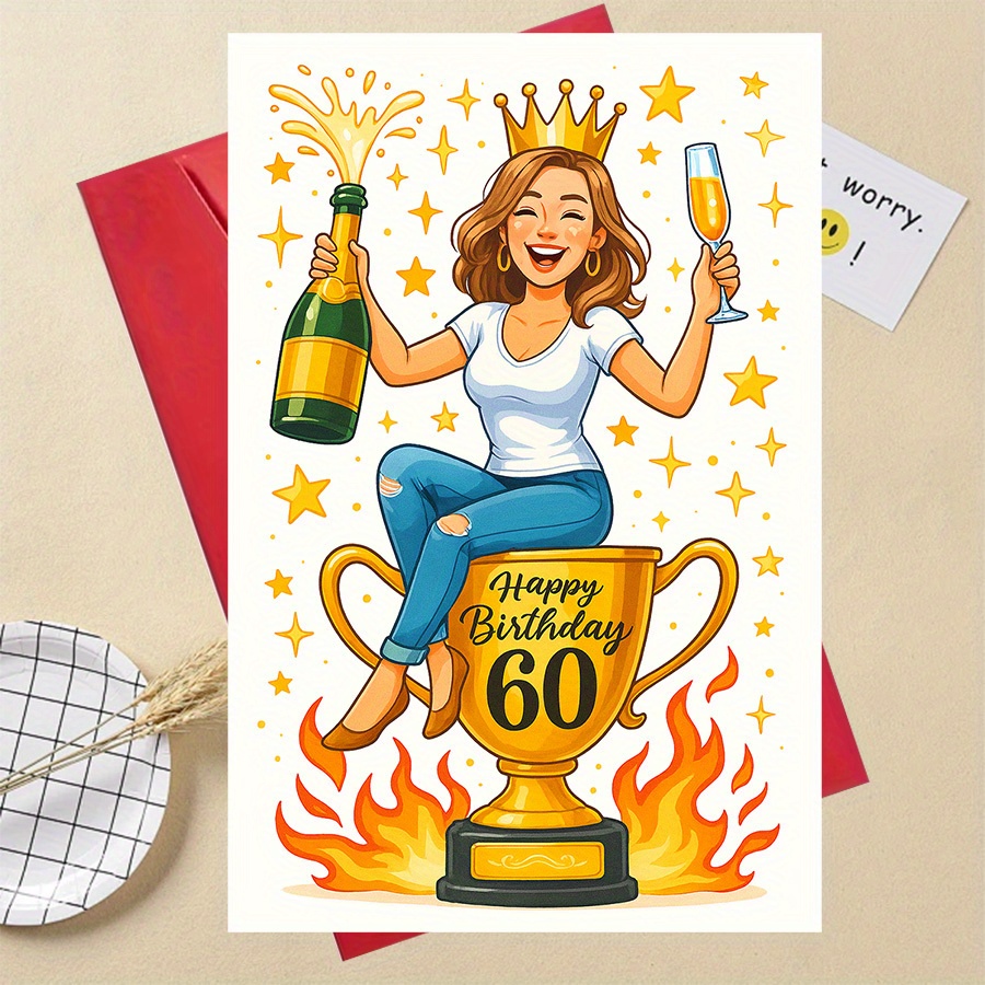 1pc Lustige Geschenke60th Birthday Celebration Greeting Card Perfect For And Colleagues Festive Party And Milestone Birthday Gift Idea