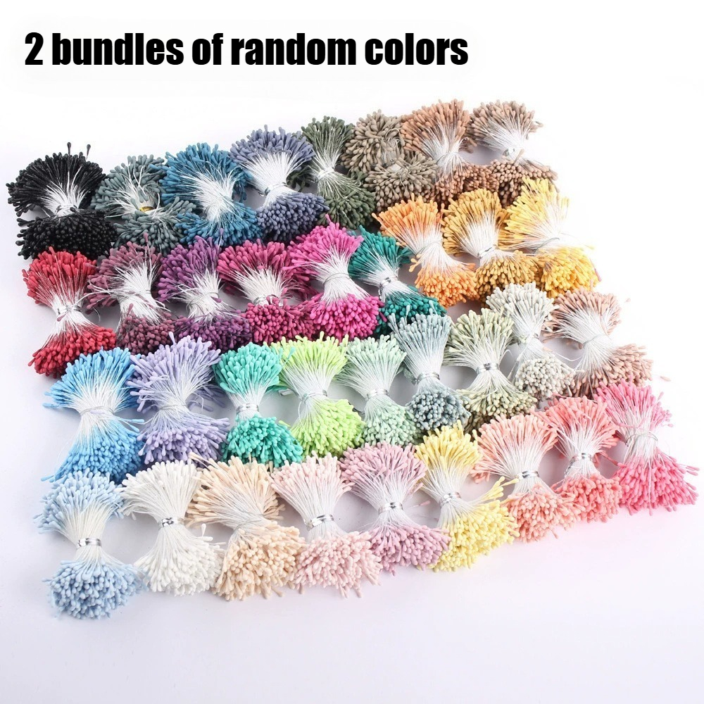 TEMU 786pcs Artificial Flower , Realistic Flower , Double-ended Mixed Color , Random Colors, Flower Accessory Materials, Core, 2 Bundles Random