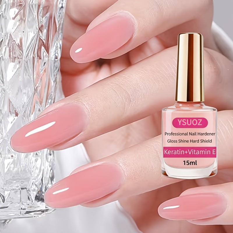 TEMU 2pcs Pink Nail Hardener Polish & Strengthener Suitable For, , Cracked Nails With Vitamin E & Keratin Formula - Quick-dry Nail Care Oil For &