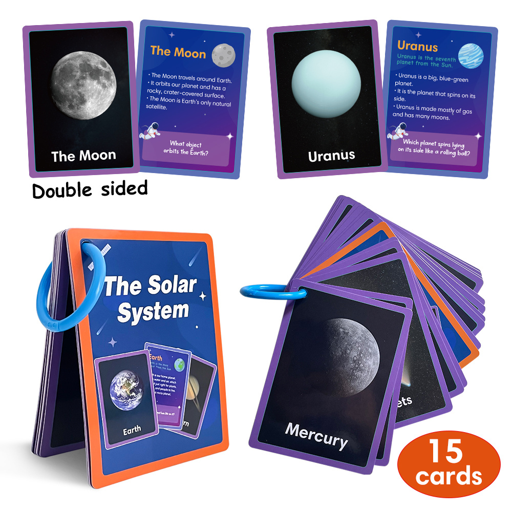 TEMU 15 Double-sided Planet Learning Cards Solar System Set Cards - Astronomy Knowledge & Stem Activities Perfect For Early Science Education Materials Material: Paper, Brand: Lachilly