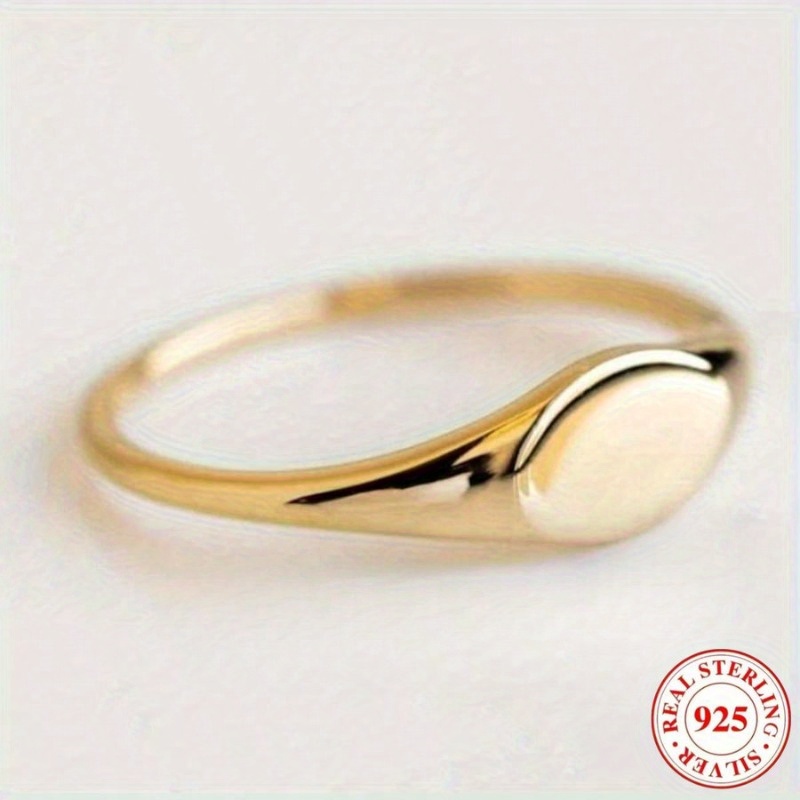 TEMU 5 Sizes From, 925 Sterling Silvery Simple And Stylish Seal Design Smooth Women's Ring, Suitable For Daily, Party, Celebration, Holiday Gifts
