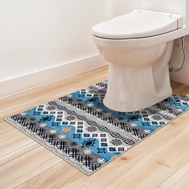 TEMU 北欧風 大型 U字型トイレマット 浴槽/シャワー用 珪藻土裏地 速乾 防臭 バスマット 手洗い可能 珪藻土テクノロジー採用 ソフト モダンな家のための春の浴室装飾（ハンドメイドデザイン）