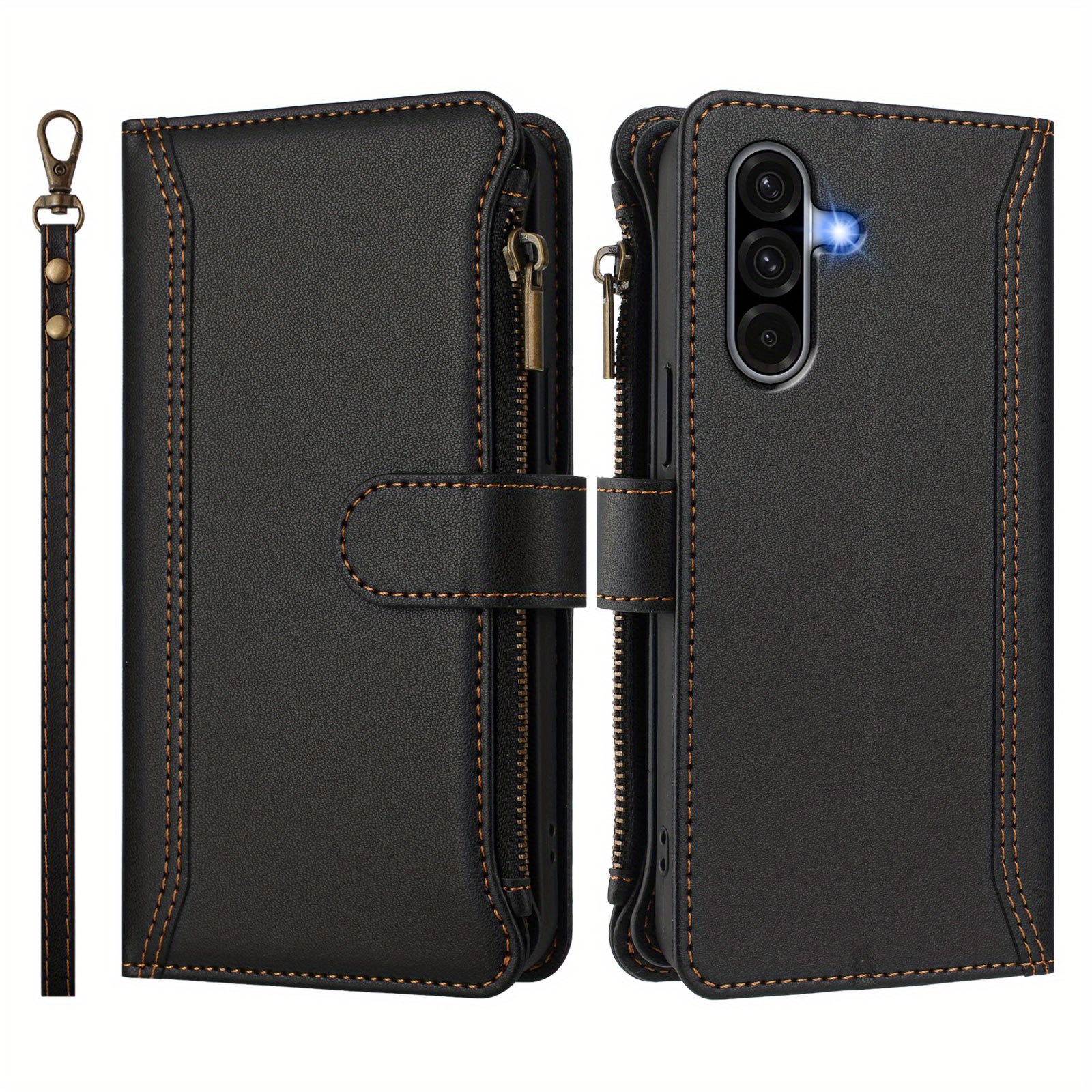 TEMU -zipper Phone Case High-quality Luxury Leather Pu Fashionable Stand Function Full-body Protective Cover Suitable For Galaxy A26/a36/a56, A06