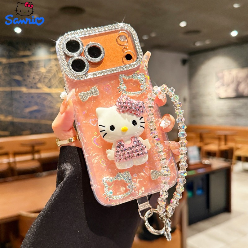 Phone Case - Suitable for Apple 17 Pro Max Phone Case New Iphone 16 Pro Max 3D Rhinestone KT Cat 15 Pro Shimmering Lens Full Coverage Anti-Drop Protective Cover Air Premium Luxury Women'S Xiao 14 Plus