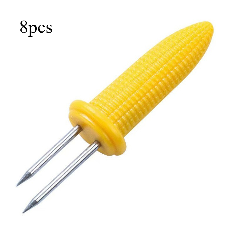 TEMU 8pcs Stainless Steel Corn Forks Creative Bbq Forks Kitchen Tools Outdoor Bbq Tools