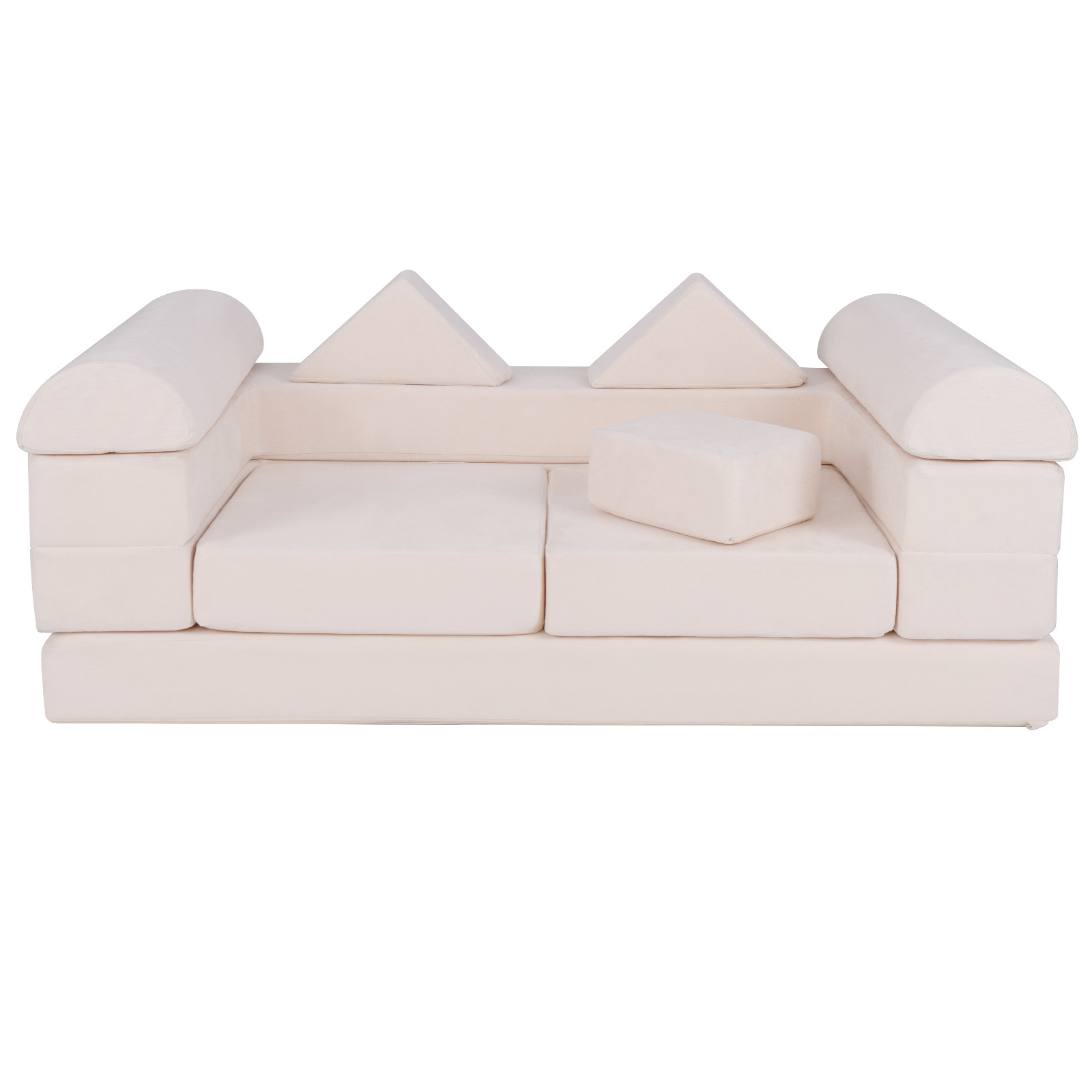COSTWAY Modular Play Sofa, Transformable Foam Sofa Set with Suede Fabric Cover, High-Density Foam, Modular Sofa, Furniture for Playroom
