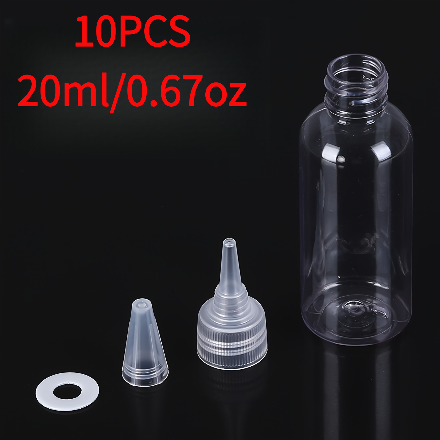 TEMU 8pcs/10pcs Reusable Squeeze Bottles With Lids, Pointed Spout Plastic Bottles, Suitable For Kitchen And Bathroom Liquid Dispensing, For Pigments,