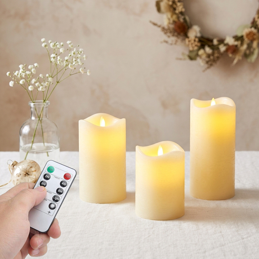TEMU 3inÃ4in/5in/6in White Wavy Flameless Simulation Candle Light, Ships Without Batteries, With Remote Control Timer, Battery-powered (batteries Not