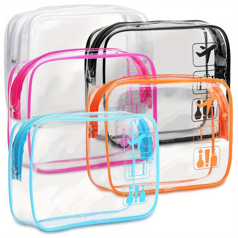 

5pcs Transparent Pvc Makeup Bags, Wash Bags, Travel Storage Bags, Handbags, Cosmetics Zippers, Toiletries