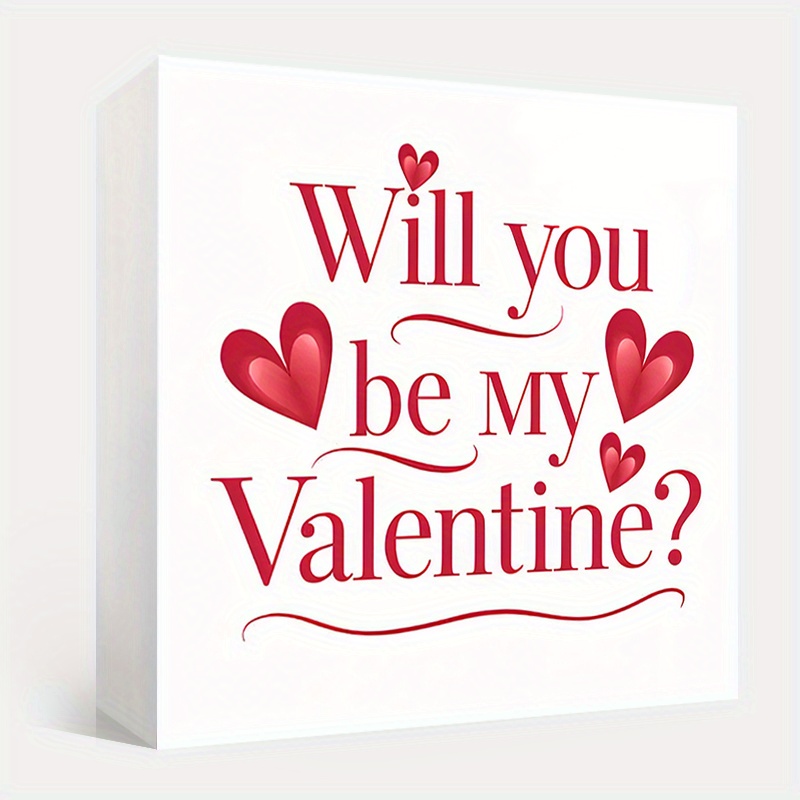 TEMU 1pc Romantic Pvc Valentine's Day Sign - " ?" - Love Heart Decor For Anniversary, Home, Bedroom, Wedding Party - Desktop Decoration