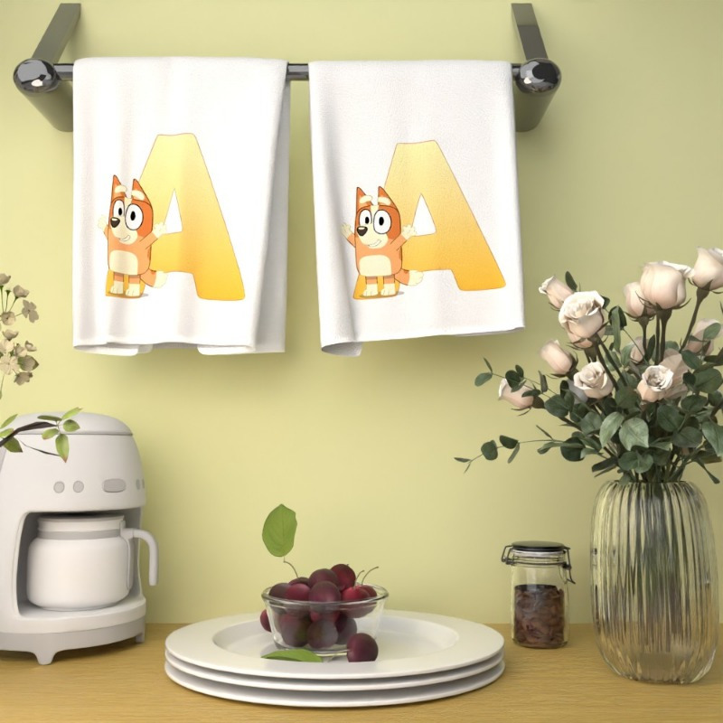 2pcs 45.72*66.04 cm cartoon style alphabet kitchen towels, fun and colorful dish towels for kids, cute letter design towels for home, unique   kitchen accessories,   gift ideas and everyday use  , brigh sports kq details 0