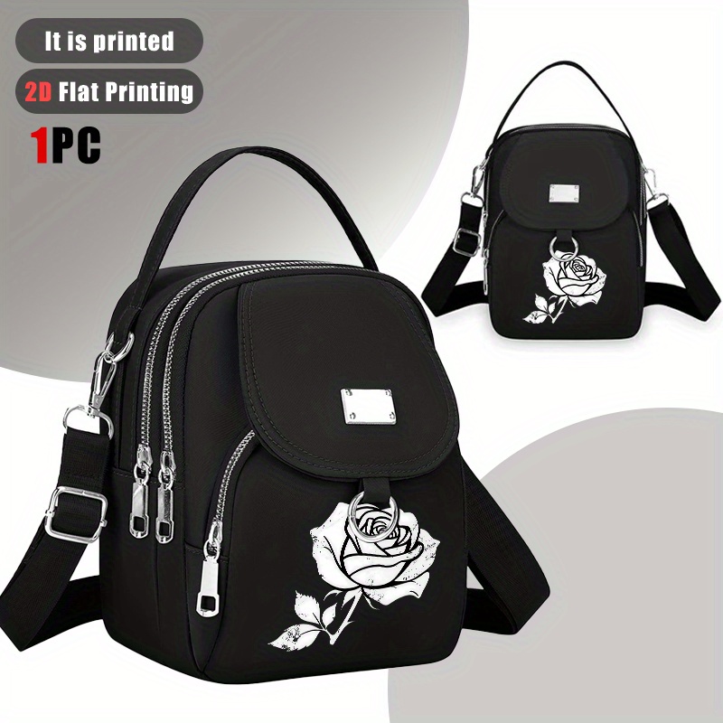[2d Flat Printing] 1pc And Minimalist Rose, Pattern Bag Women's Hand-held Small And Advanced Sense, Travel 1 Shoulder Bag, Birthday, Easter Gift