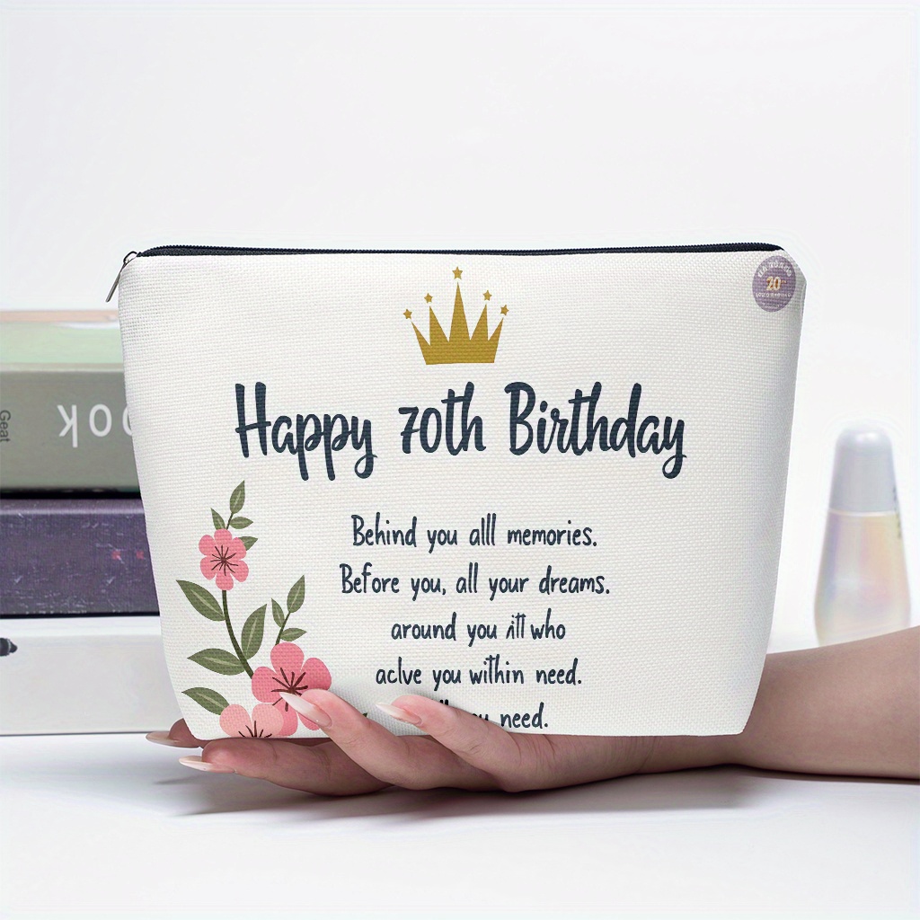 Pwrlveiut Kosmetiktasche '70. Geburtstag' Geschenk Für Frauen - Weiß, Bedruckt, 24x19 Cm