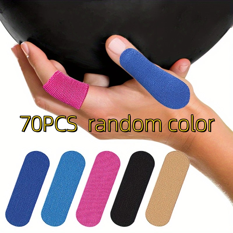 Image of 70pcs Random Color Bowling Finger Tape, Bowling Sports Finger Stickers, Finger Patches, Comfortable And Breathable, No Glue, Black, Neutral, Blue, Rose Red