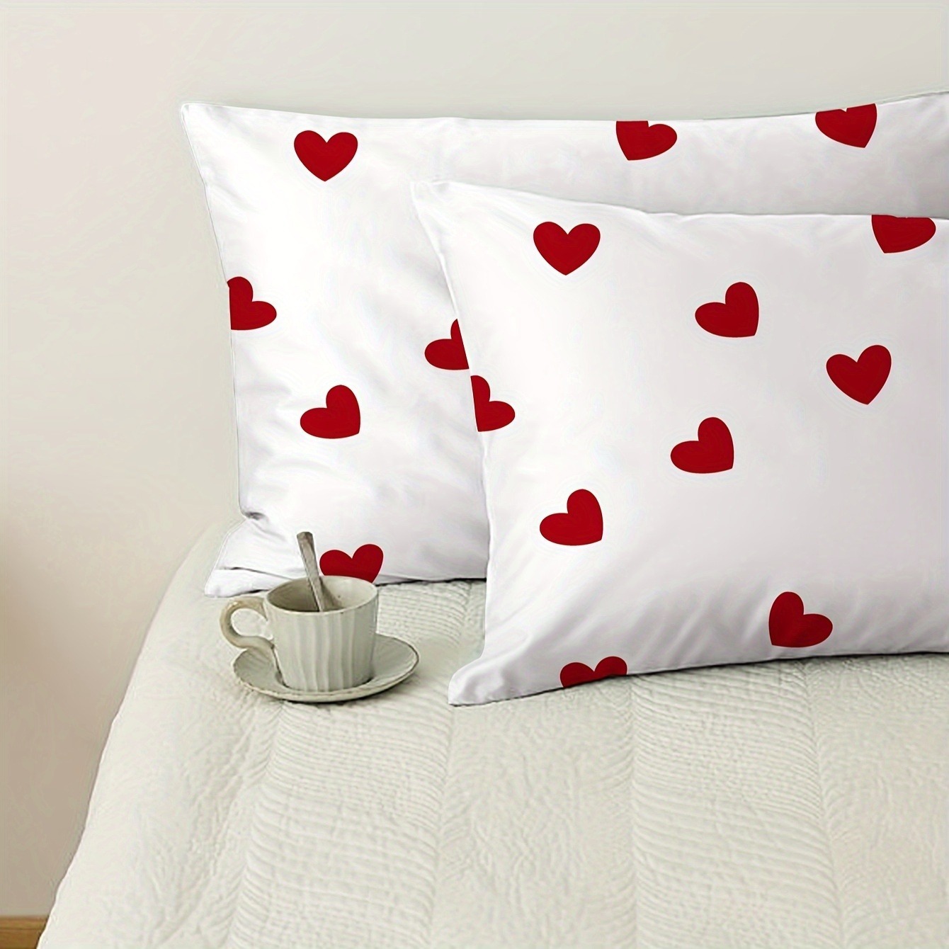 Image of 2pcs Heart-filled 3d Stereoscopic Pillowcases, Soft And Comfortable Fabric, Suitable For Bedroom Living Room Sofa, Hotel, Inn, School Dormitory Decorative Pillowcases, Pillow Insert Not Included
