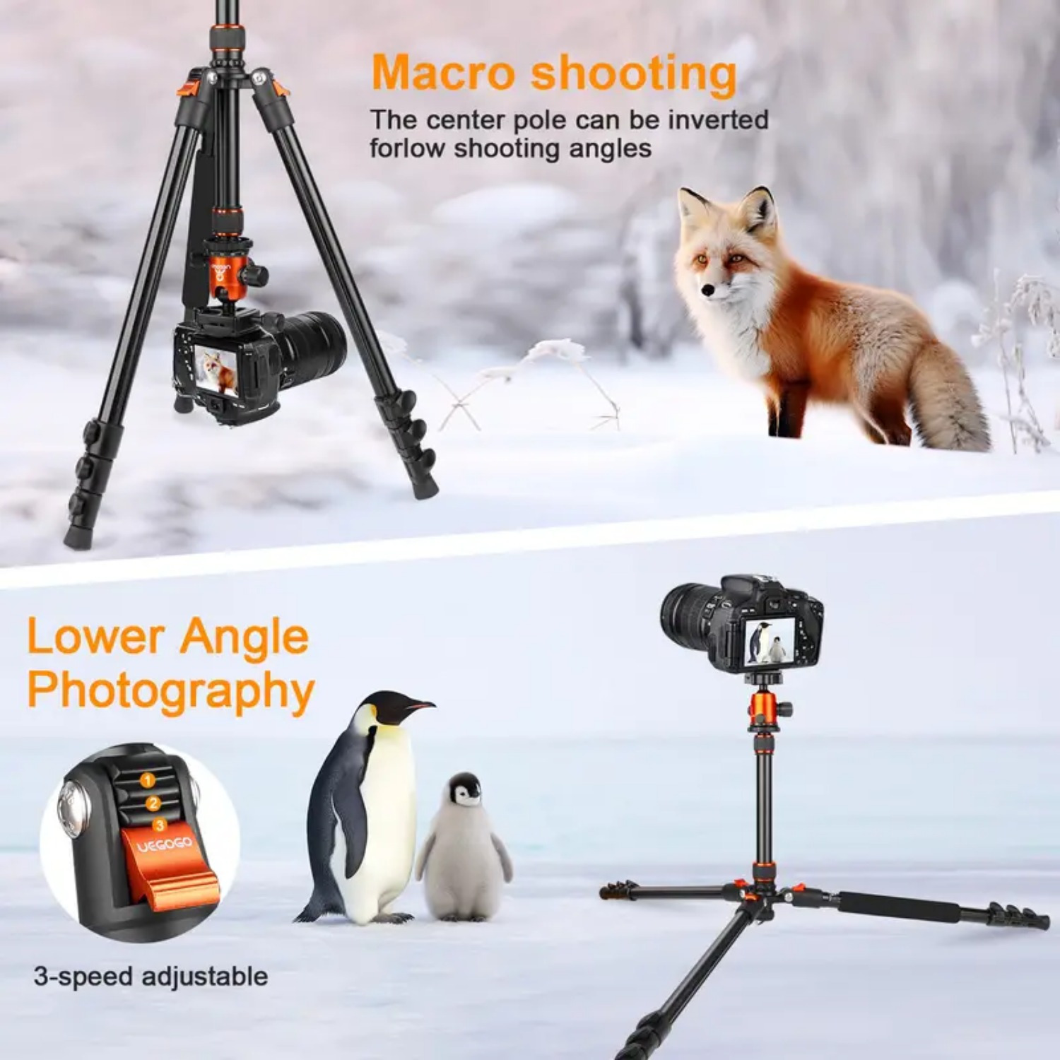 76 tall small camera tripod monopod movable tripod 360 Temu - Main Image