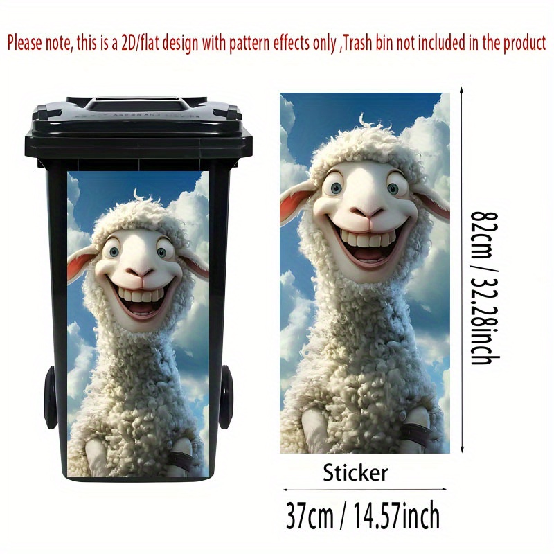 Image of 1pc Of Trash Can Sticker, 37×82 Cm, Featuring A Cute Farmhouse Sheep Theme Design, Self-adhesive Wallpaper For Decoration, Suitable For Trash Cans, Walls, And Home Decor