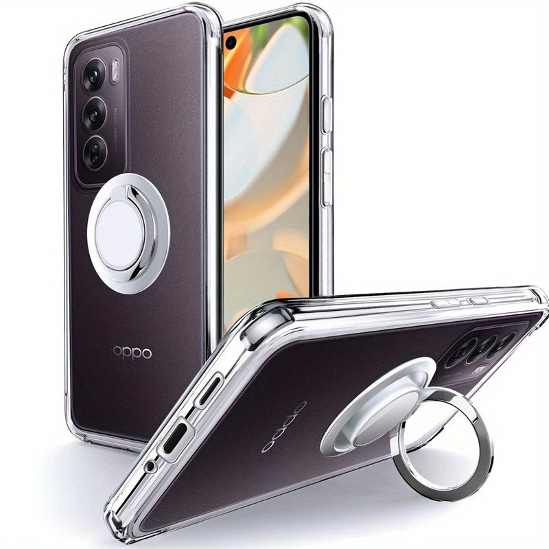 TEMU Phone Case - For Oppo Reno 13 12 11 10 8 7 6 5 4 3 2 T 4g 5g Case Slim Transparent [12ft Drop Protection] [with 360° Rotatable Ring