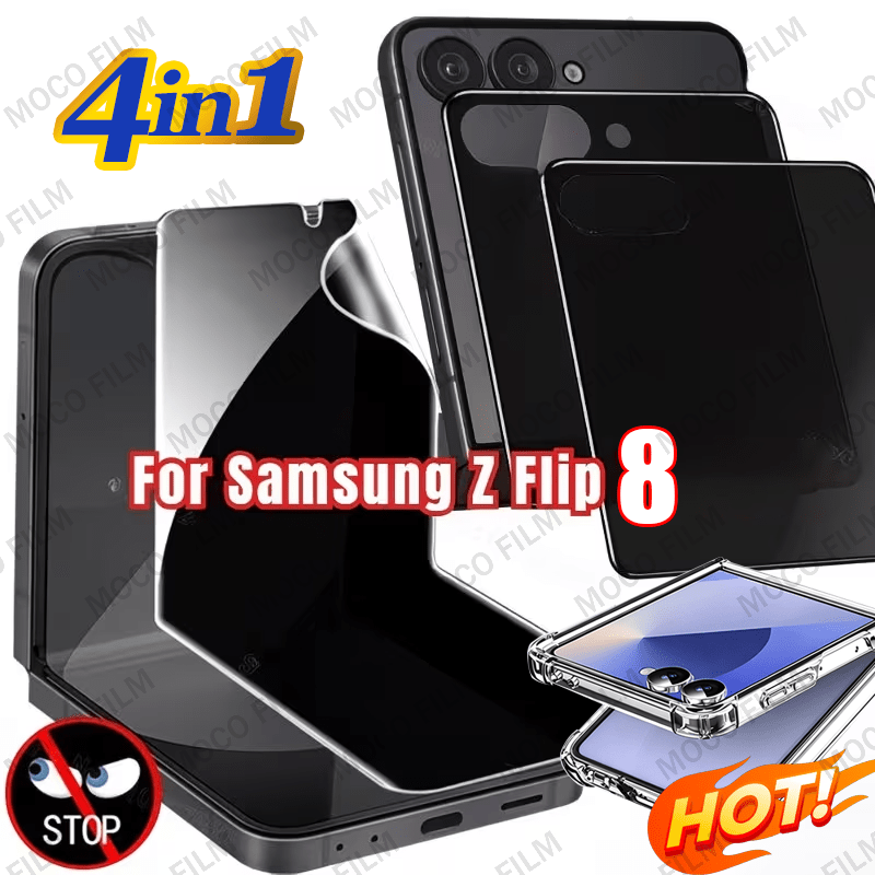 TEMU 4-in-1 Set: 1 Anti-spy Foldable Screen Hydrogel Film   2 Anti-spy Tempered Glass Screen Protectors   1 Phone Case. Anti-spy Screen Protector