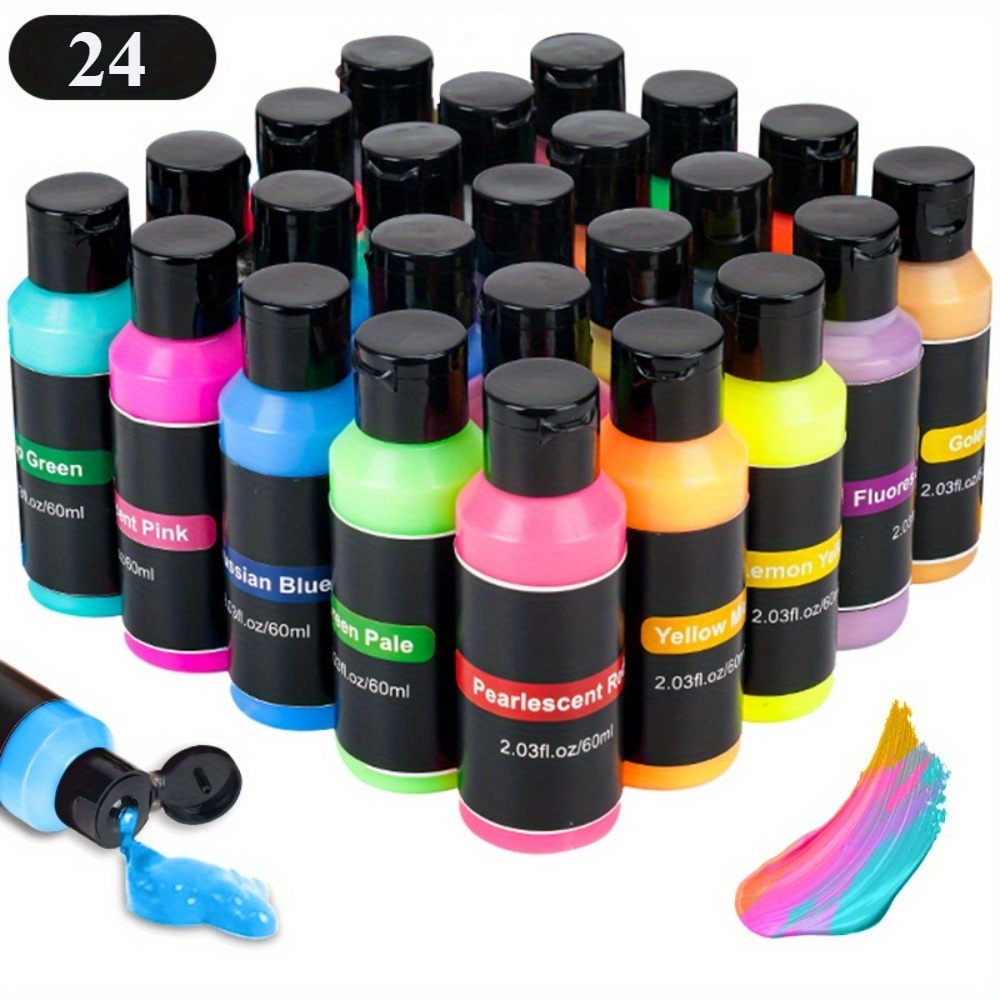 E-shop 12/24/36 Farben Airbrush-Farbe, 60ml/Flasche, Airbrush-Set für DIY, Aquarell, Ölmalerei usw., Wasserbasierte Sprühfarbe Kit für Anfänger und