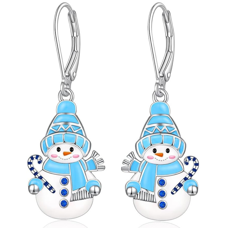 TEMU Boucles d'oreilles JOYHERS pour femme en émail blanc et bleu avec incrustation de synthétique et placage K-Blanc - Bijoux sur le thème du de