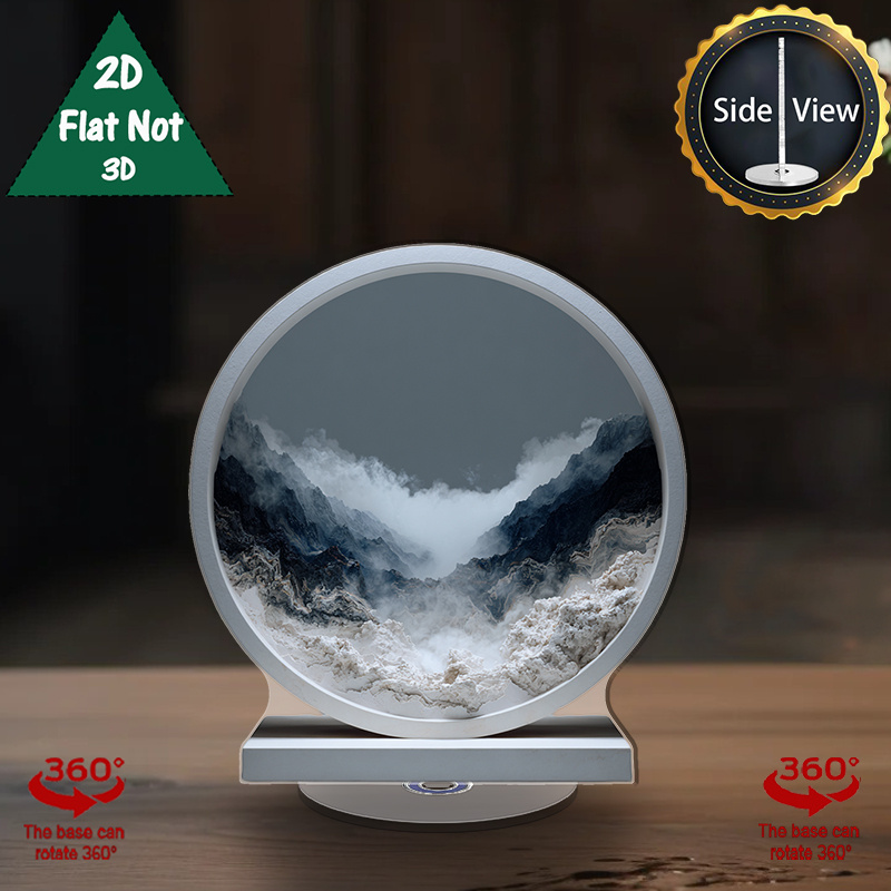 TEMU 2d Flat, 2d Plane, 2d Plane - 1 Rotating Acrylic Ornament - 360° Rotating Desktop Decoration With Scenery, No Power Required, Suitable For Home