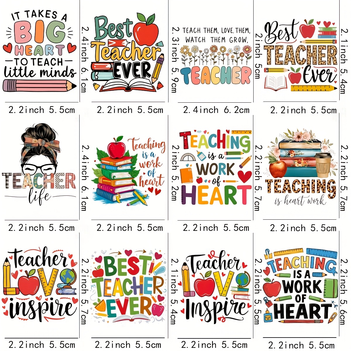 TEMU 12pcs Set Of Teacher's Day Stickers For Sticking On Mugs, Coffee Cup Adhesive Transfer Decorative Stickers With Teacher Quotes