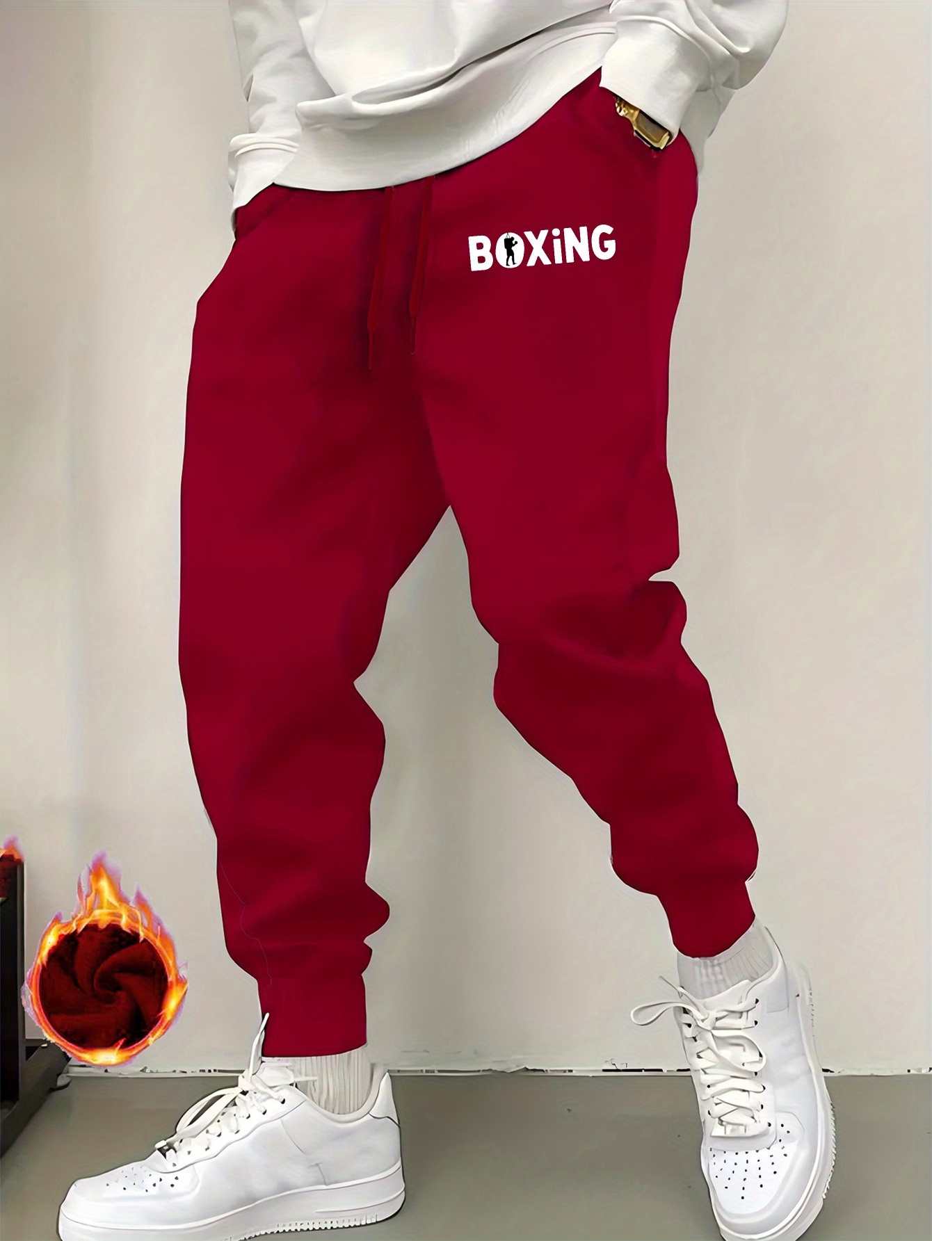 b1 boxing mens gym pants maroon boxing training sweatpants with drawstring waist athletic casual trousers for boxing workout everyday fall winter athletic pants for adults workout clothing sporty design   workout enthusiasts workout wear trendy sportswear breathable fabric fitness enthusiasts red 0