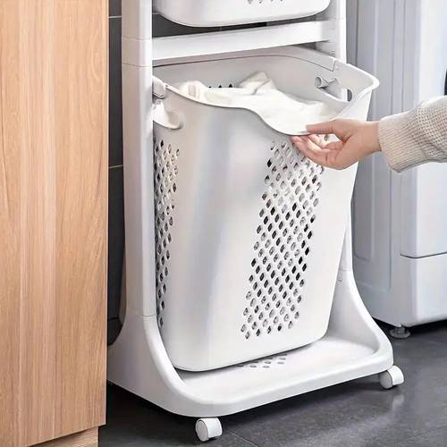 Suitable for Public Bathrooms - Extra Large 3/4 Layer Japanese-Style Laundry Basket with Ventilation Holes, Stackable , Durable Plastic Storage Bin, No Wheels, Ideal for Bathrooms, Laundry Rooms & - Space-Saving Dirty Clothes Hamper, Laundry Baskets