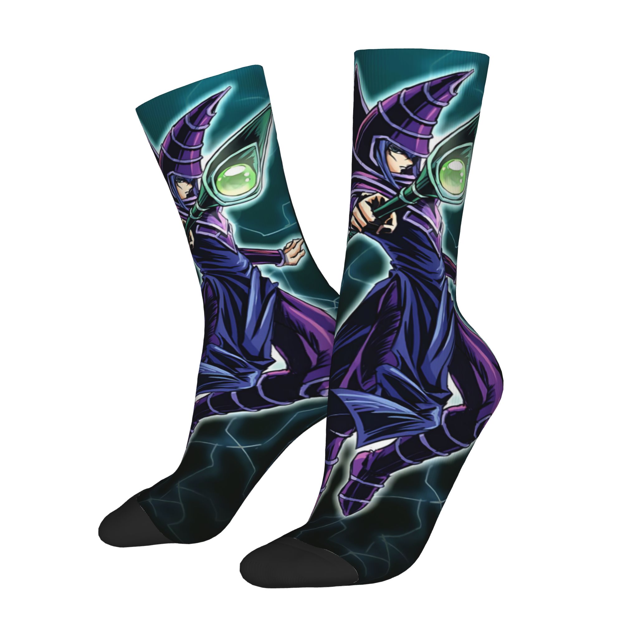 TEMU 1 Pair Hip Hop Vintage Black Magician Crazy Men's Compression Socks Unisex Harajuku Seamless Printed Funny Novelty Happy Comfortable Sock