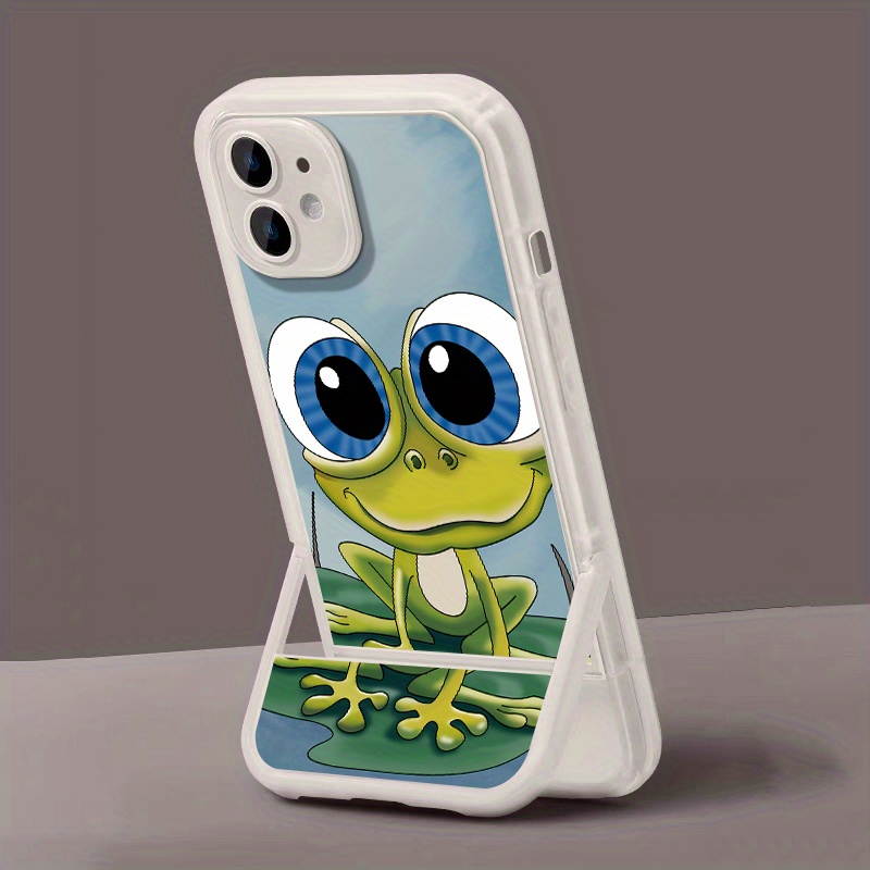 TEMU Phone Case: For Iphone 16 Pro Fashionable Creative Multi-functional Design Shockproof Cartoon Frog Pattern Stand Phone Case For Iphone 15 14 13