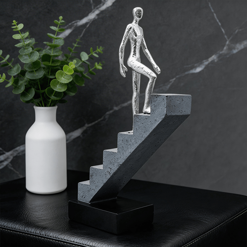 Collectible Architectural Climbing Staircase Figure Statue - Resin Miniature Stair Ornament Suitable for / Use, Multi-Room Decor with Ascending Steps, Modern Tabletop Display for Home, Office, Balcony Decoration