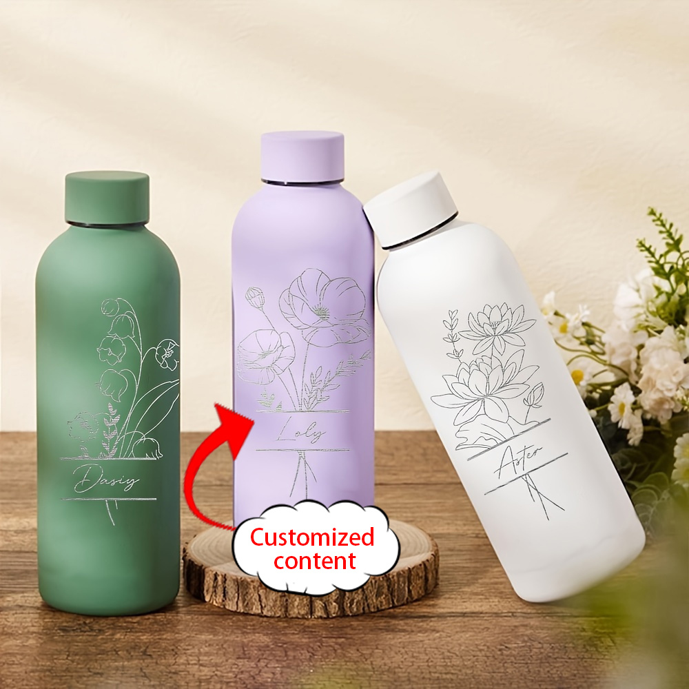 Customized Insulated Water Bottle with Floral Design