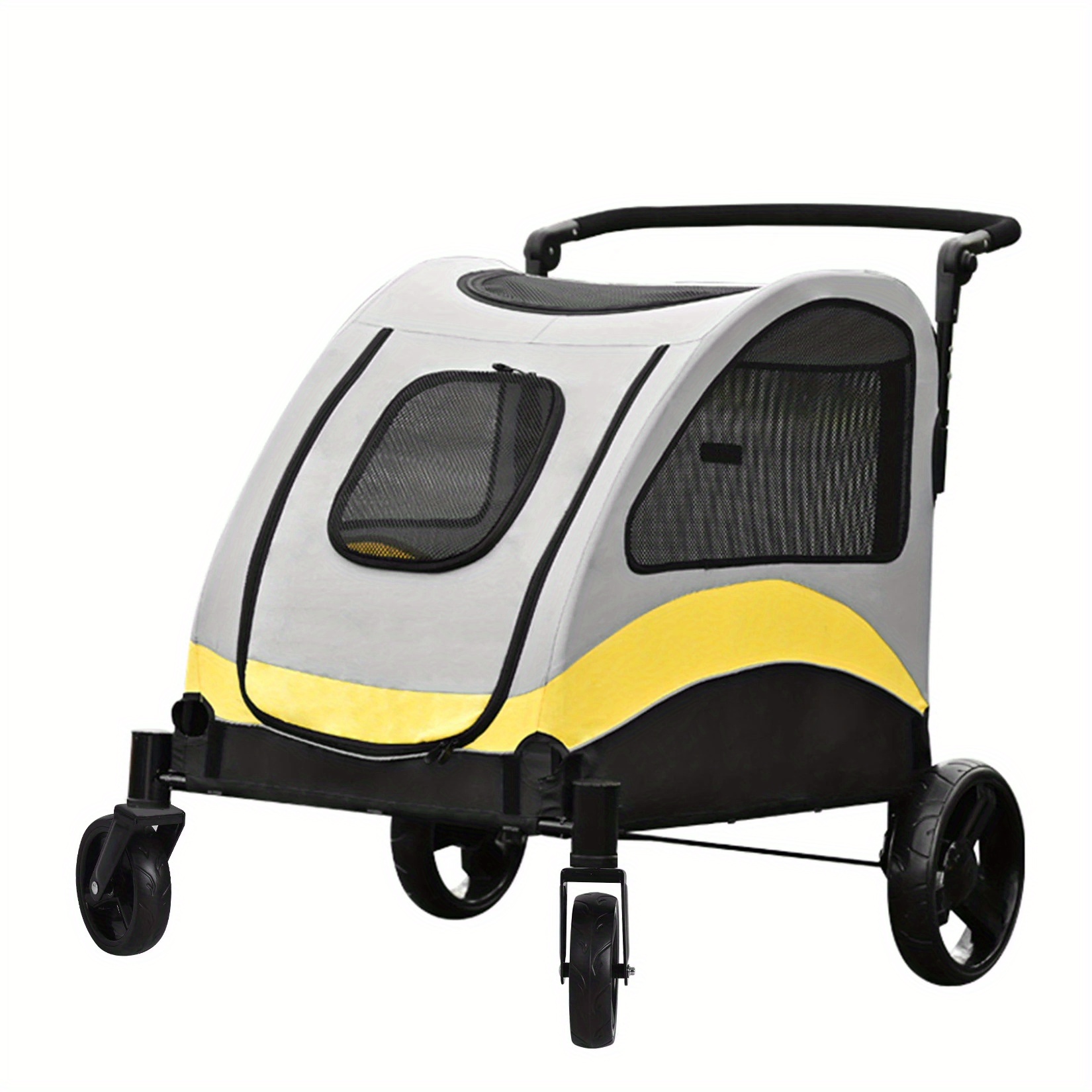 TEMU Portable 4 Wheel Dog Stroller For Large Size Dogs Folding Travel Stroller For Pet Cats Breathable Transport For Outdoor Games