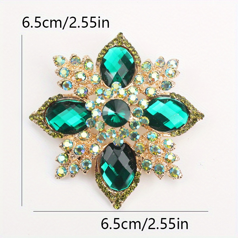 vintage style green   flower brooch baroque   quadrangular cross design irregular shape   accessory details 3