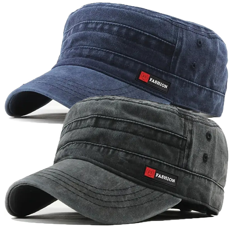 TEMU 2pcs Adjustable Men's Washed Retro Flat , Unisex Outdoor Casual Baseball , Suitable For Outdoor Sports, Breathable, Lightweight, Father's Day