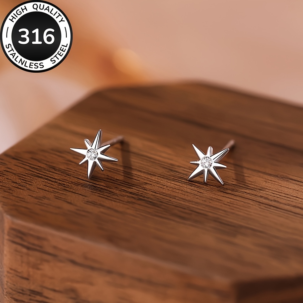 TEMU High-quality Hypoallergenic Stainless Steel Golden Stud Earrings, Fade-resistant, Simple And Elegant, Fashionable Stud Earrings For Women
