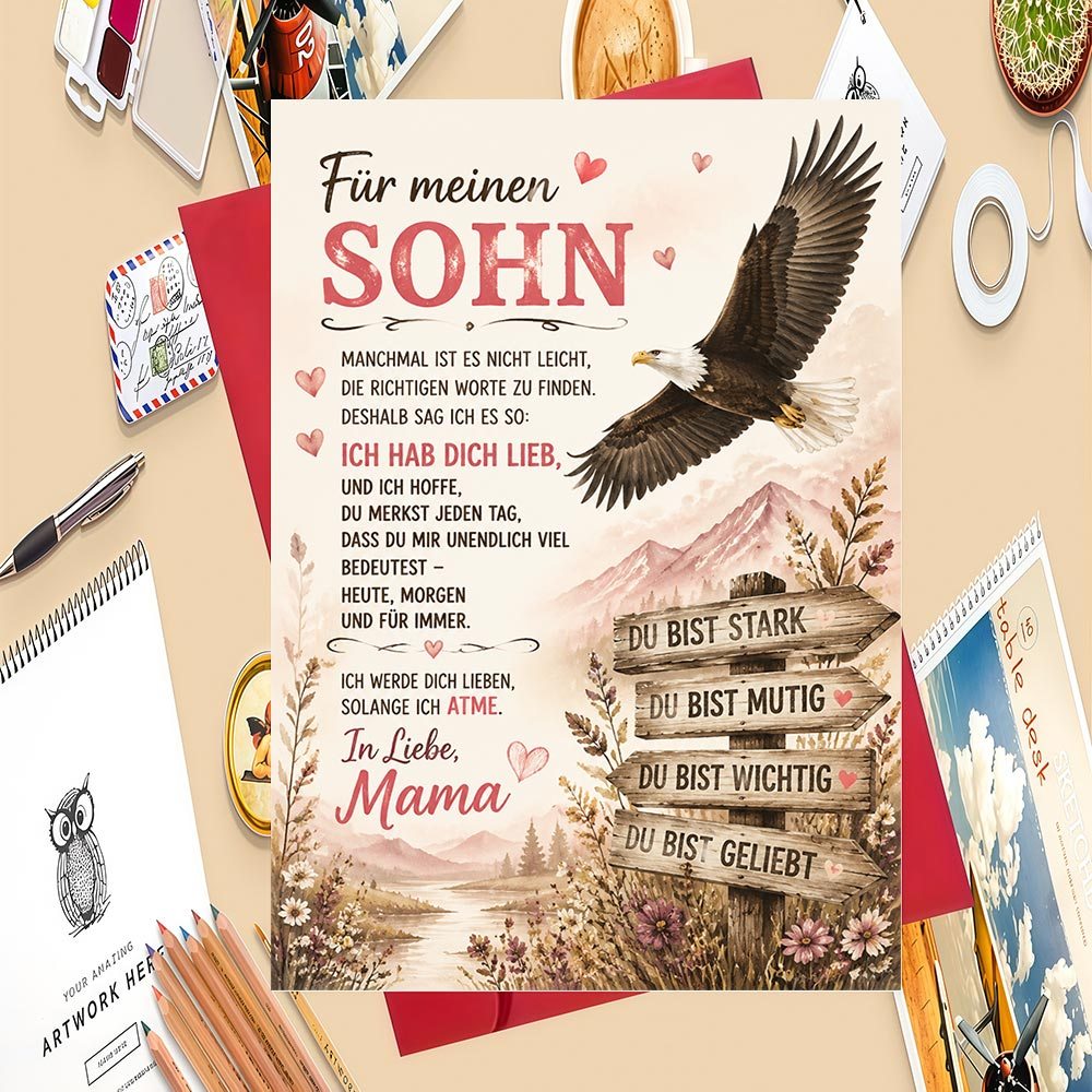 TEMU 1 Set Herzliche Mutter-Sohn-Grußkarte: für von Müttern. Ideal zum Ausdruck von Liebe bei besonderen Anlässen wie Geburtstagen und Jahrestagen.
