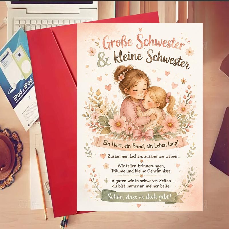 TEMU 1 Set Schwester-zu-Schwester-Grußkarte, ideales Geschenk für die , für jede herzliche Gelegenheit geeignet